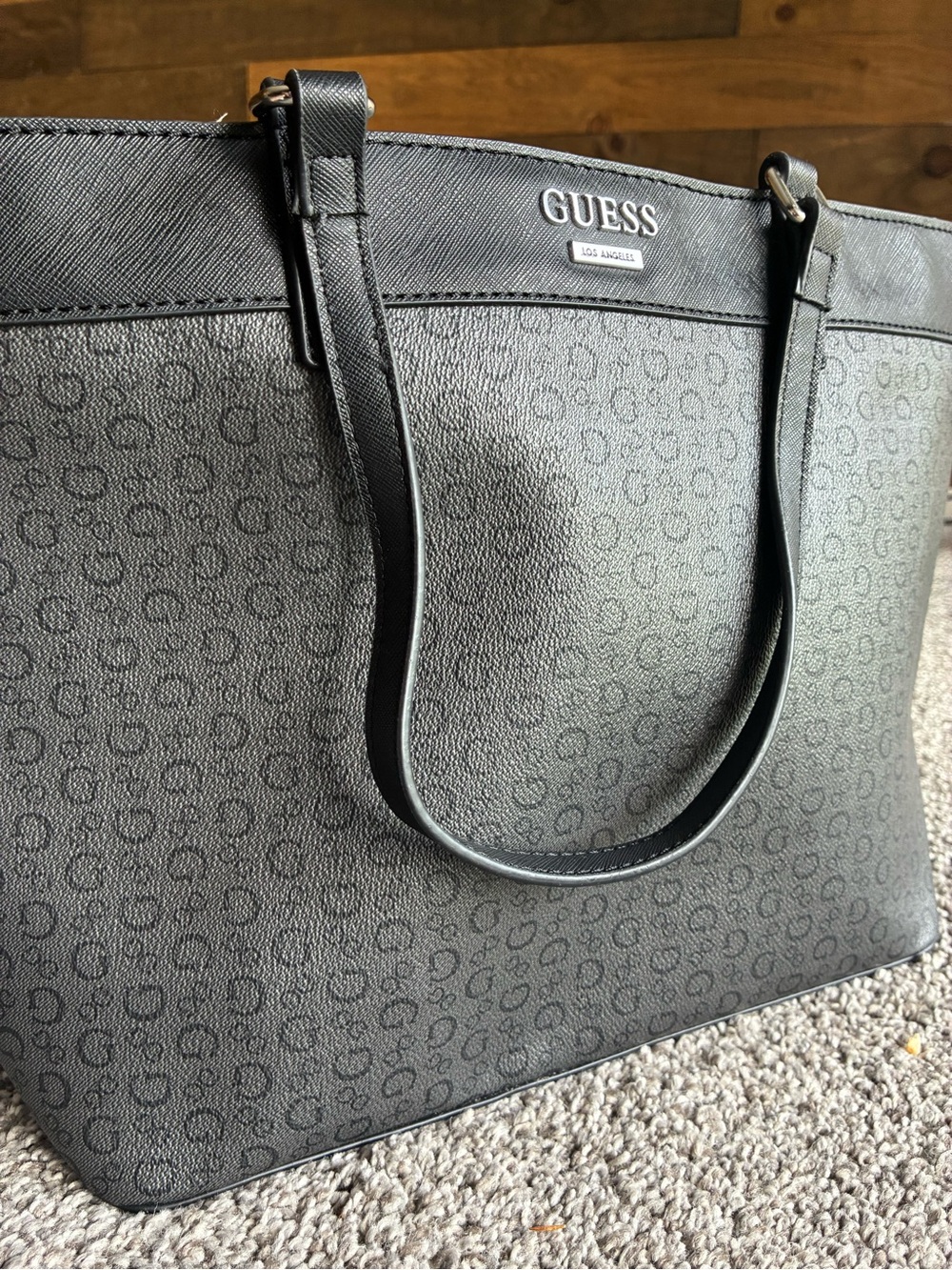 Guess Los Angeles Black G Logo Monogram Tote Bag